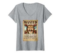Women's One Piece Gold Roger Pirate Wanted Poster V-Neck T-Shirt