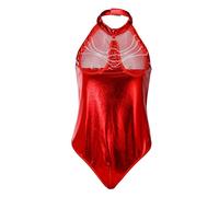 Women's One Piece Leather Sleeveless Bodysuit Women Halter Neck Hollow Bust with Metal Chain Sexy Underwear High Cut Waist Wet Look Club Nightwear Patent Slim Costume Sexy Lingerie for Women UK
