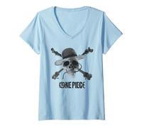 Women's One Piece Mono Skull & Logo V-Neck T-Shirt