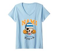 Women's One Piece Nami Collegic Skull V-Neck T-Shirt