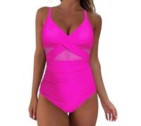 Womens One Piece Swimsuit Mesh high waisted bikini set coverups for bathing suits one piece swimsuit women bikini dupes lounge set tankini tops for women uk mens board shorts swimwear Hot Pink