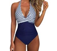 Women's one-Piece Swimsuits Women One Piece Swimsuit Swimming Costume Tummy Control Ladies V Neck Swimwear Monokini with Removable Pads Sexy High Cut Low Back Holiday Bathing Suits