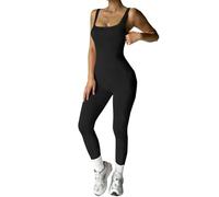 Womens One Piece Workout Jumpsuits - Yoga Jumpsuit for Women UK - Summer Playsuits 1 Piece Workout Romper Yoga Jumpsuit All in One Jumpsuits Sleeveless Romper Playsuits Shapewear Bodysuits Black