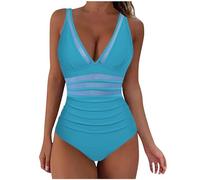 Women's One Pieces Swimsuit V Neck Swimming Costume Cut Out Swimwear Tummy Control Bathing Suit Sexy Low Back Beachwear Ladies Sexy Push Up Halter Padded Vintage Bikini Ruffled Sets UK 16 8 10 12 14