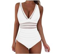 Women's One Pieces Swimsuit V Neck Swimming Costume Cut Out Swimwear Tummy Control Bathing Suit Sexy Low Back Beachwear Ladies Sexy Push Up Halter Padded Vintage Bikini Ruffled Sets UK 16 8 10 12 14
