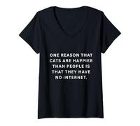 Women's One Reason That Cats are Happier Than People is That They V-Neck T-Shirt