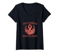 Women's One Ribbon Endless Hope Awareness V-Neck T-Shirt