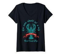 Women's One Shell of a East Coast Trip Lobster Vacation Souvenir V-Neck T-Shirt