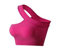 Women's One Shoulder Sports Bra Trendy Sleeveless One Strap Low Impact Asymmetrical Non Wired Gathered Yoga Bra Full Coverage Push Up Non Padded Bras for Women