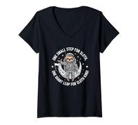 Womens One Small Step for Sloth One Giant Leap for Sloth Kind V-Neck T-Shirt