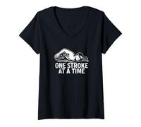 Womens One Stroke at a Time Swim Mantra V-Neck T-Shirt