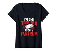 Womens One Throw Away from A Tantrum Funny Disc Golf V-Neck T-Shirt