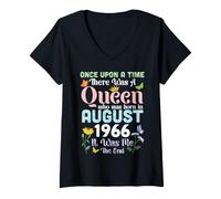 Women's One Upon A Time There A Queen was Born in August 1966 Its Me V-Neck T-Shirt