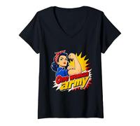 Women's One Woman Army Comic Pop Art Strength Confidence Motif V-Neck T-Shirt