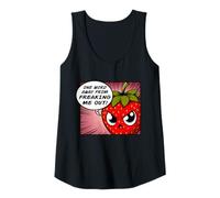 Womens ONE Word Away from Freaking ME Out Angry Strawberry Tank Top