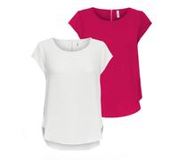 Women's ONLVIC S/S Solid 2 Pack TOP, Blouse Shirt, Short Sleeve, Cloud Dancer/Granita, 44 (EU) / 16 (UK)