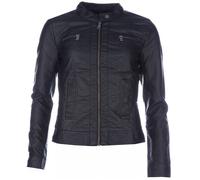 Women's Only Bandit Faux Leather Biker Zip up Tight Fit Jacket in Black