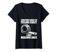Women's Only Measure Once Woodworking Funny Carpenters Craftsman V-Neck T-Shirt