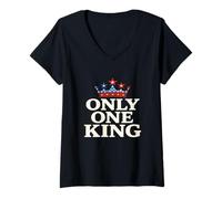 Womens Only One King Bold Crown American Graphic Gift Tee for Men V-Neck T-Shirt