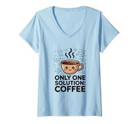 Womens Only One Solution Coffee Funny Math Nerd V-Neck T-Shirt