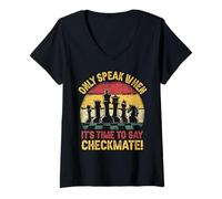 Womens Only Speak When It's Time to Say Checkmate Funny Chess V-Neck T-Shirt