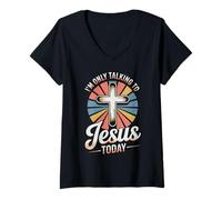 Womens Only Talking to Jesus Today Christian V-Neck T-Shirt