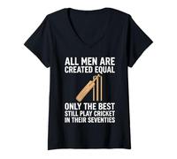 Women's Only The Best Play Cricket in Their Seventies Funny V-Neck T-Shirt