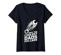Women's Only The Coolest Dads Fix Cars Funny Car Mechanic V-Neck T-Shirt