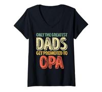 Womens Only The Greatest Dads Get Promoted to Grandpa V-Neck T-Shirt
