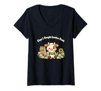 Women's Oops I Bought Another Book Funny Cute Cow V-Neck T-Shirt