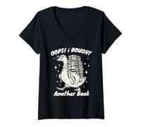 Womens Oops! I Bought Another Book Funny Goose Reading Lover Humor V-Neck T-Shirt