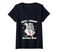 Womens Oops! I Bought Another Book Funny Goose Reading Lover Humor V-Neck T-Shirt