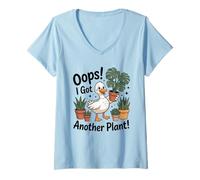Women's Oops I Got Another Plant Duck Houseplant Lover V-Neck T-Shirt