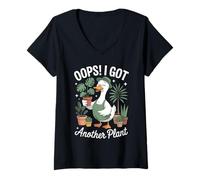 Womens Oops I Got Another Plant, Silly Goose Plant, Funny Gardening V-Neck T-Shirt