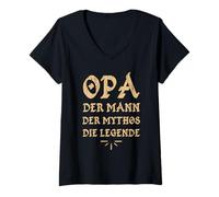 Womens Opa German Grandpa The Myth The Legend T-Shirt Gift V-Neck T-Shirt