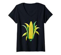 Womens Open Corncob Corn On The Cob Farmer Lover Corn-cob Farm Fan V-Neck T-Shirt