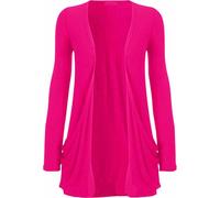 Womens Open Front Boyfriend Cardigan Long Sleeve Midi Sweater Girls Winter Fashion Cardigan Ladies Casual Formal Wear Pocketed Sweater Top Plain Cardigan Fuchsia UK 16-18