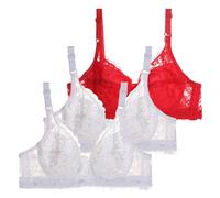 Women's Open Front Bra Set 3 Pack Underwire Bra Push Up Bra Set Sexy Bustier Sports Bra Workout Plus Size High, white, 32B