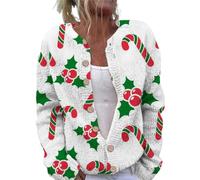 Women's Open Front Knit Cardigans Ugly Funny Xmas Vibes Holiday Tops Trendy Long Sleeve Cardigans Lightweight Fall Outfits in Autumn and Winter (White, XXL)