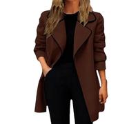 Women's Open Front Wool Coat, Long Sleeve Lapel Cardigan Jacket, Ladies Casual Long Wool Blend Overcoat, Winter Fashion Trench Coat, Women’s Stylish Double-Breasted Coat,Warm Casual Overcoat