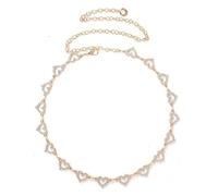 Women's Open Heart Chain Necklace, Rose Gold Tone, Clear Accents, 1 Piece