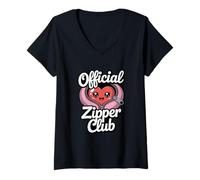 Womens Open Heart Surgery Bypass Official Zipper Club Recovery V-Neck T-Shirt