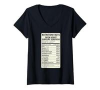 Women's Open Heart Surgery Survivor Nutrition Facts Humor V-Neck T-Shirt