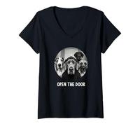 Women's Open the Door Dogs Dog Funny Great Dane V-Neck T-Shirt