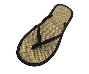 Womens Open Toe Flip Flops Rattan Style Flat Slippers Silent Casual Sandals Breathable Lightweight Thong Design Comfortable Indoor Footwear for Home Spa Leisure Relaxation, 01-Black, 8