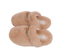 Women's Open Toe Fluffy Band Slippers, Soft Memory Foam Slip On Mule Slippers, Warm Cosy Indoor Bedroom House Slipper for Ladies, Lightweight Travel Hospital Home Sliders (Khaki, 7)