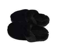 Women's Open Toe Fluffy Band Slippers, Soft Memory Foam Slip On Mule Slippers, Warm Cosy Indoor Bedroom House Slipper for Ladies, Lightweight Travel Hospital Home Sliders (Black, 5)