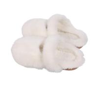 Women's Open Toe Fluffy Band Slippers, Soft Memory Foam Slip On Mule Slippers, Warm Cosy Indoor Bedroom House Slipper for Ladies, Lightweight Travel Hospital Home Sliders (White, 4)
