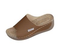 Women's Open Toe Sandals Cool Breathable Shower Sandals Wedge Heel Lightweight Comfortable Beach Slippers Slip On Lazy Slippers Indoor Outdoor Bathroom Beach Brown