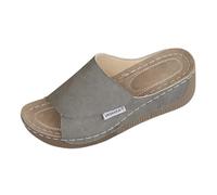 Women's Open Toe Sandals Cool Breathable Shower Sandals Wedge Heel Lightweight Comfortable Beach Slippers Slip On Lazy Slippers Indoor Outdoor Bathroom Beach Grey